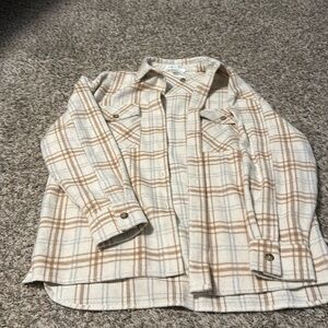 Cream plaid Shacket